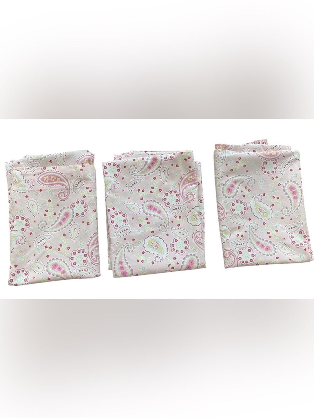 Pottery Barn Kids Girls Pink Paisley Window Curtains SET OF 3. 44 x 63 inches.